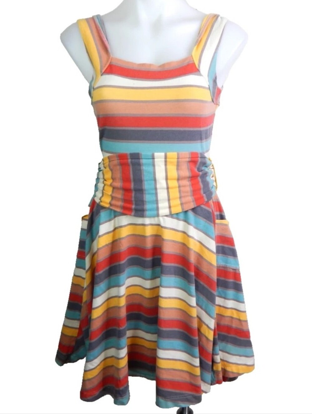 Effie's Heart Retro Stripe Colorful Fit Flare Dress